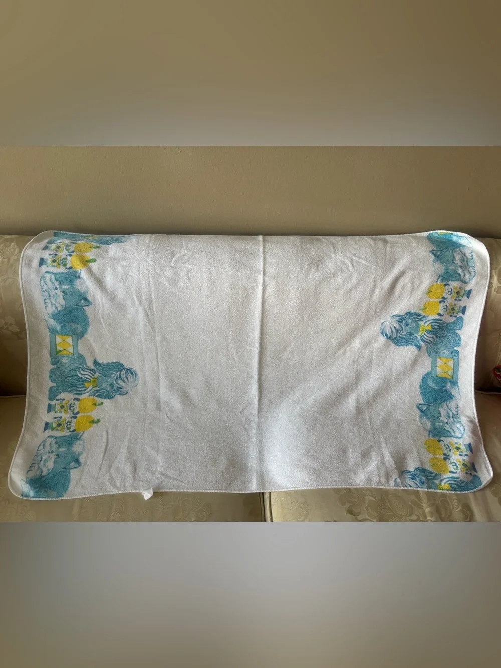 Vintage Kitten Puppy Baby Receiving Blanket Toy Soldier 43.5” x 23.5”